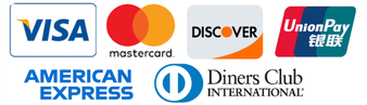 Visa, Mastercard, Discover, UnionPay, American Express, Diners Club